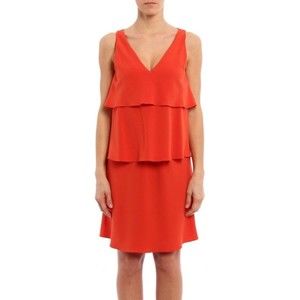 Moschino Boutique Orange Flounced sleeveless crepe dress
